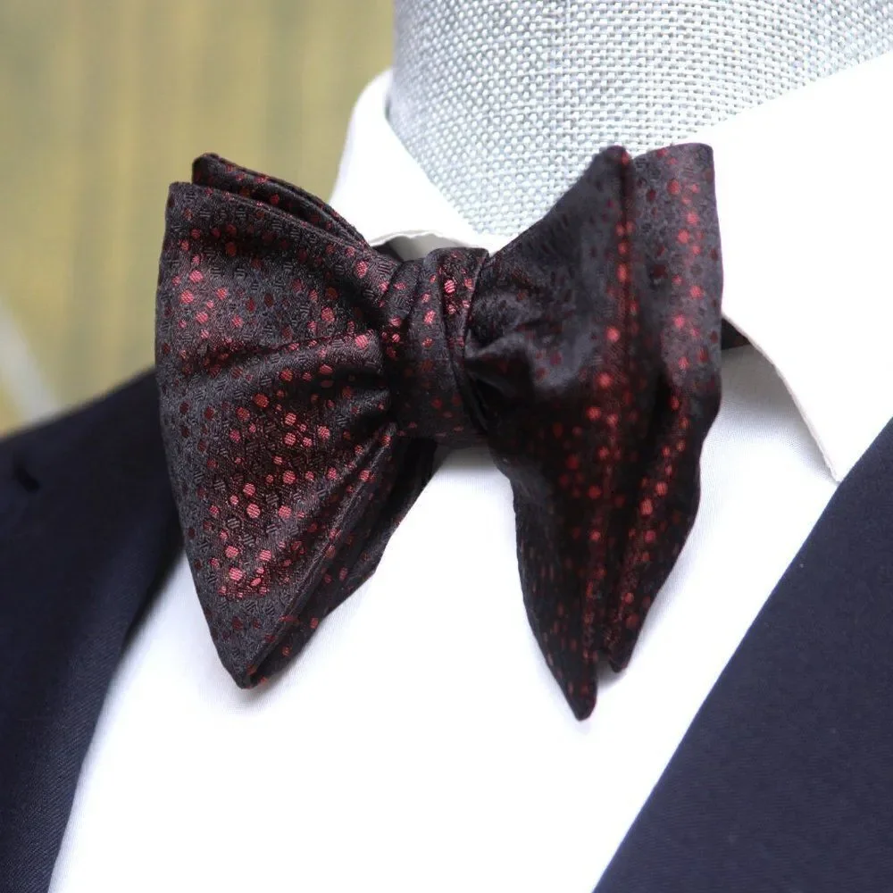 Men's Self-tied Bow‎ Tie Black Silk Bow tie Big Butterfly Bow tie S668